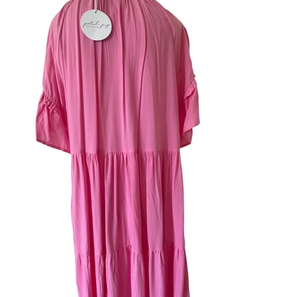 NEW Petal and Pup rayon tiered V-neck dress medium flowing boho pockets NWT pink - Picture 2 of 10